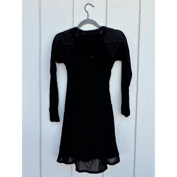 theyskens + theory Black Mini Dress, Sheer Sleeves, Sz P / TP - Picture 7 of 7